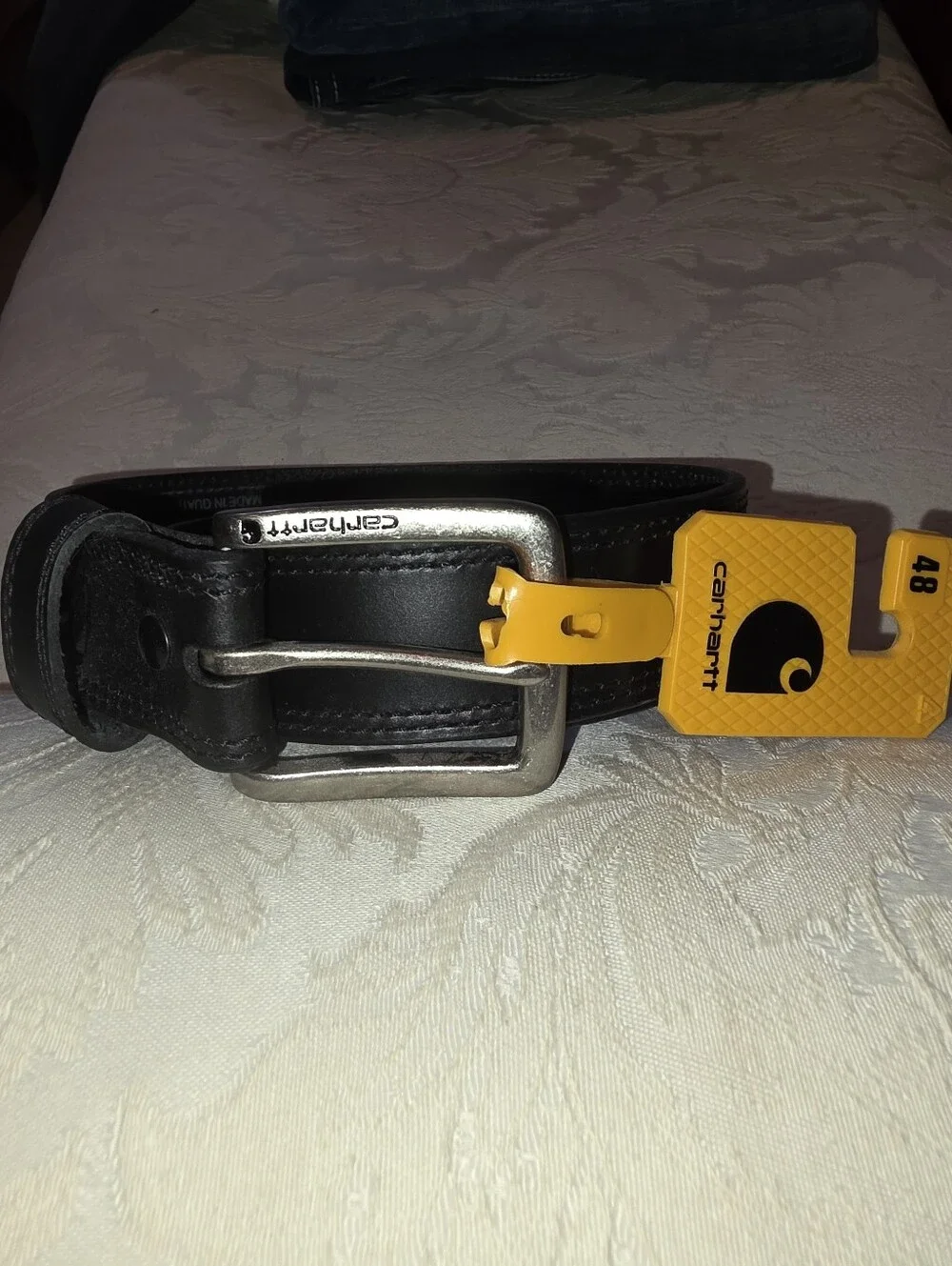 Men's DARK BROWN CARHARTT HEAVY LEATHER BELT, NEW WITH TAGS
